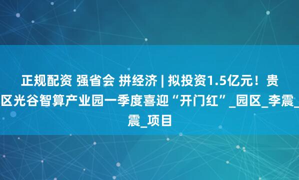 正规配资 强省会 拼经济 | 拟投资1.5亿元！贵安新区光谷智算产业园一季度喜迎“开门红”_园区_李震_项目