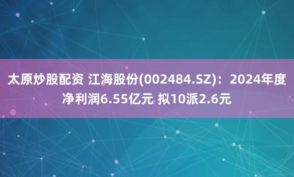 太原炒股配资 江海股份(002484.SZ)：2024年度净利润6.55亿元 拟10派2.6元