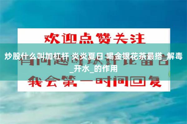 炒股什么叫加杠杆 炎炎夏日 喝金银花茶最搭_解毒_开水_的作用