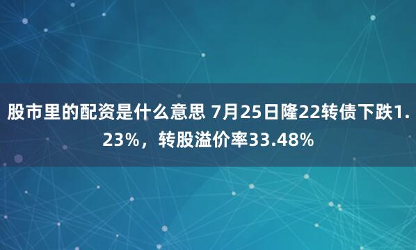 股市里的配资是什么意思 7月25日隆22转债下跌1.23%，转股溢价率33.48%
